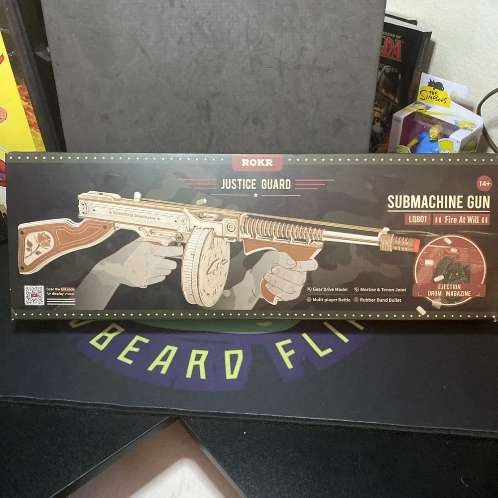 ROKR Thompson Submachine Gun Mechanical Toy 3D Wooden Puzzle LQB01 Sealed! D3